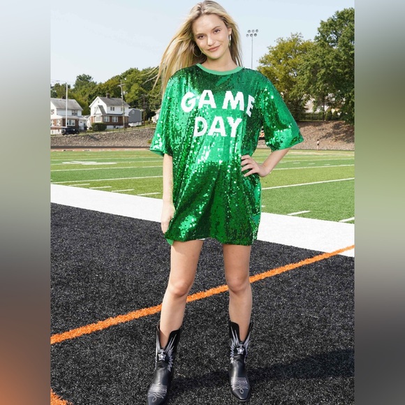 Game Day Sequin T-Shirt Dress - Picture 1 of 3